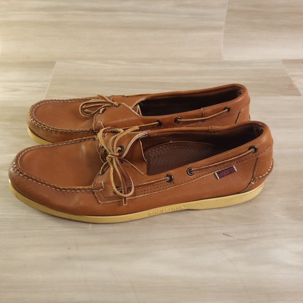 Sebago Docksides Boat Shoes Loafers Mens Size 13 M Tan Leather Classic Timeless